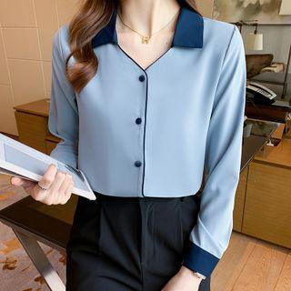 Long-sleeve Loose Fit Chiffon Shirt