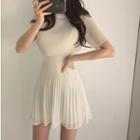 Short-sleeve A-line Mini Chiffon Dress