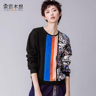 Color Block Printed Pullover