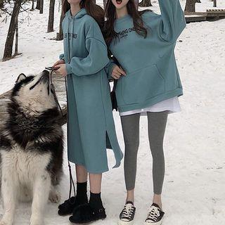 Lettering Pullover / Drawstring Hoodie Dress