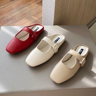 Mary Jane Buckle Accent Mules