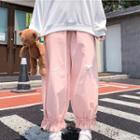 Embroidered Ruffle Hem Harem Pants