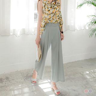 Button-belted Wide-leg Pants