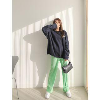 Plus Size Crinkled Wide-leg Pants