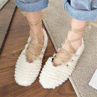 Furry Lace-up Loafers