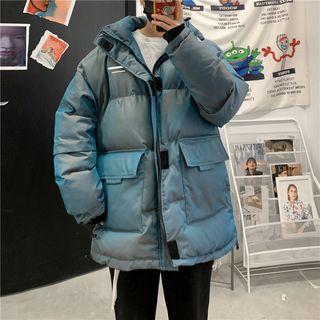 Striped Padded Zipped Coat