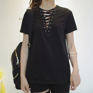 Short-sleeve Cross Front T-shirt