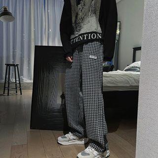 High-waist Houndstooth Sweatpants
