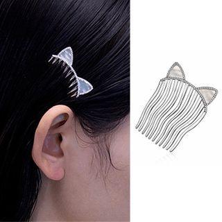 Alloy Cat Ear Hair Comb Silver - One Size