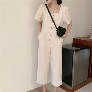 Square-neck Single Breasted Jumper Pants