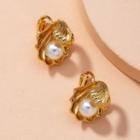 Faux Pearl Shell Alloy Earring 1 Pair - Gold & White - One Size