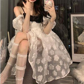 Spaghetti Strap Bow Floral A-line Dress