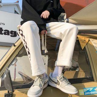 Check Panel Wide Leg Sweatpants