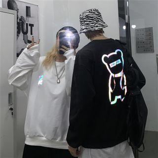 Couple Matching Bear Print Oversize Pullover