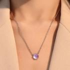 Moonstone Pendant Necklace 01 - 12120 - Necklace - Silver - One Size