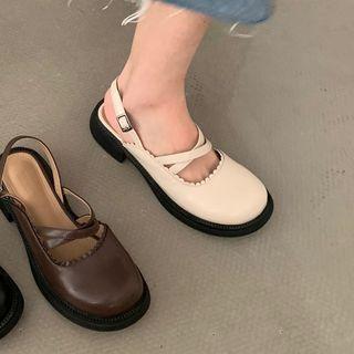 Block Heel Slingback Mary Jane Shoes
