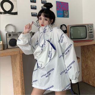 Long-sleeve Lettering Zipped Pullover