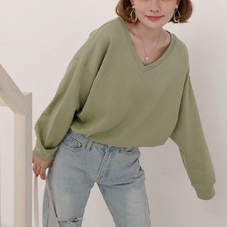 Plain V-neck Pullover