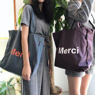 Canvas Letters Printed Shopper Bag