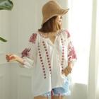 Embroidered 3/4 Sleeve Blouse