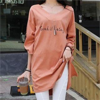 Tab-sleeve Lettering T-shirt Dress