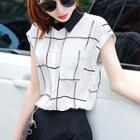 Set: Check Cap Sleeve Chiffon Blouse + Shorts