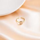 Rhinestone Alloy Open Ring J551-2 - Gold - One Size