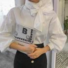 Scarf-neck Balloon-sleeve Blouse