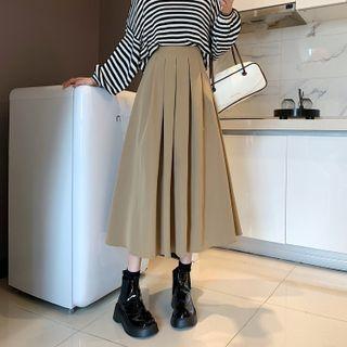 High-waist Accordion Pleat A-line Midi Skirt