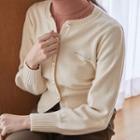 Letter-embroidered Faux-pearl Cardigan