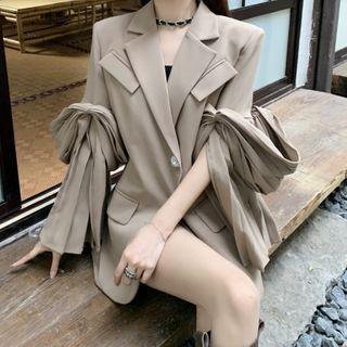 Pleated Blazer Coffee - One Size
