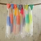 Colour Block Fringed Linen Scarf