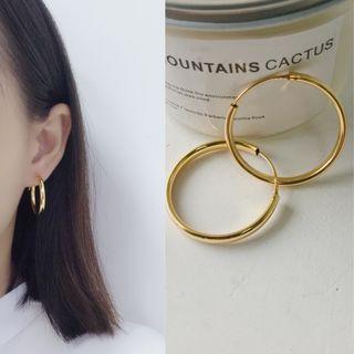 925 Sterling Silver Hoop Earring 1 Pair - E055 - As Shown In Figure - One Size