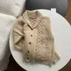 Lapel Cable Knit Cardigan