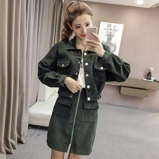 Set: Corduroy Jacket + Zip-accent Skirt