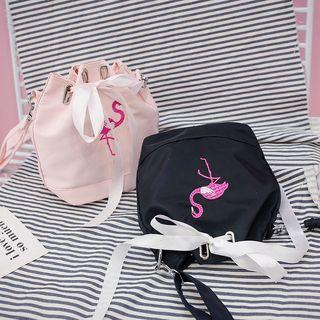 Flamingo Embroidered Bucket Cross Bag