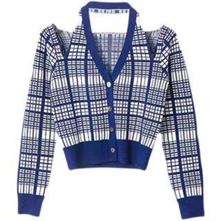 Halter Argyle Cardigan