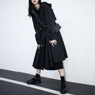 Drawstring-waist Hooded Coatdress