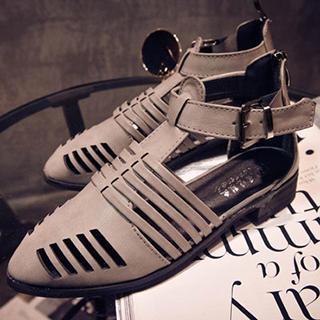 Perforated Block Heel Sandals