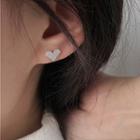 Rhinestone Heart Earring 1 Pair - S925 Silver - One Size
