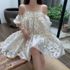 Off-shoulder Frill Trim Mini A-line Dress