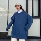 Plain Long-sleeve Oversize Pullover