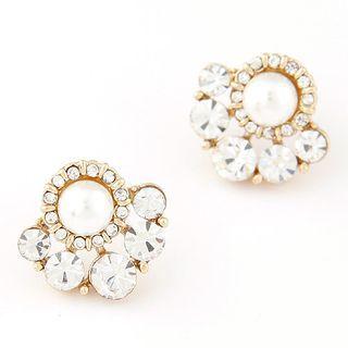 Rhinestone Earring 1 Pair - White - One Size