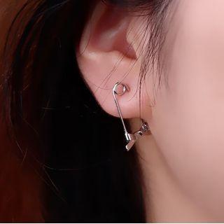 Bow Safety Pin Earring 1 Pair - Silver - One Size