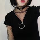 Zip Detail V-neck Short-sleeve T-shirt