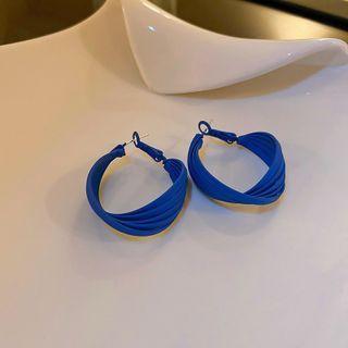 Sterling Silver Twisted Hoop Earring Ndyz640 - 1 Pair - Blue - One Size