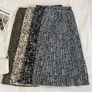 Floral High-waist Pleated A-line Skirt