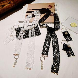 Lace Necklace / Hoop Earrings