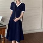 Short-sleeve Collared A-line Dress (various Designs)
