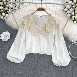 Lace Collared Oversized Blouse